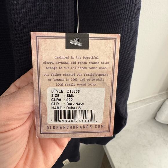 Old Ranch Men’s Waffle Knit Long Sleeve Shirt NWT | Navy | Size Small - Picture 5 of 9